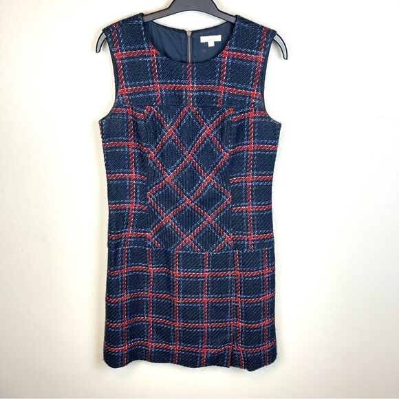 Shoshanna Adelia Cambridge Plaid Tweed Sleeveless Dress Size 6 - Picture 2 of 5